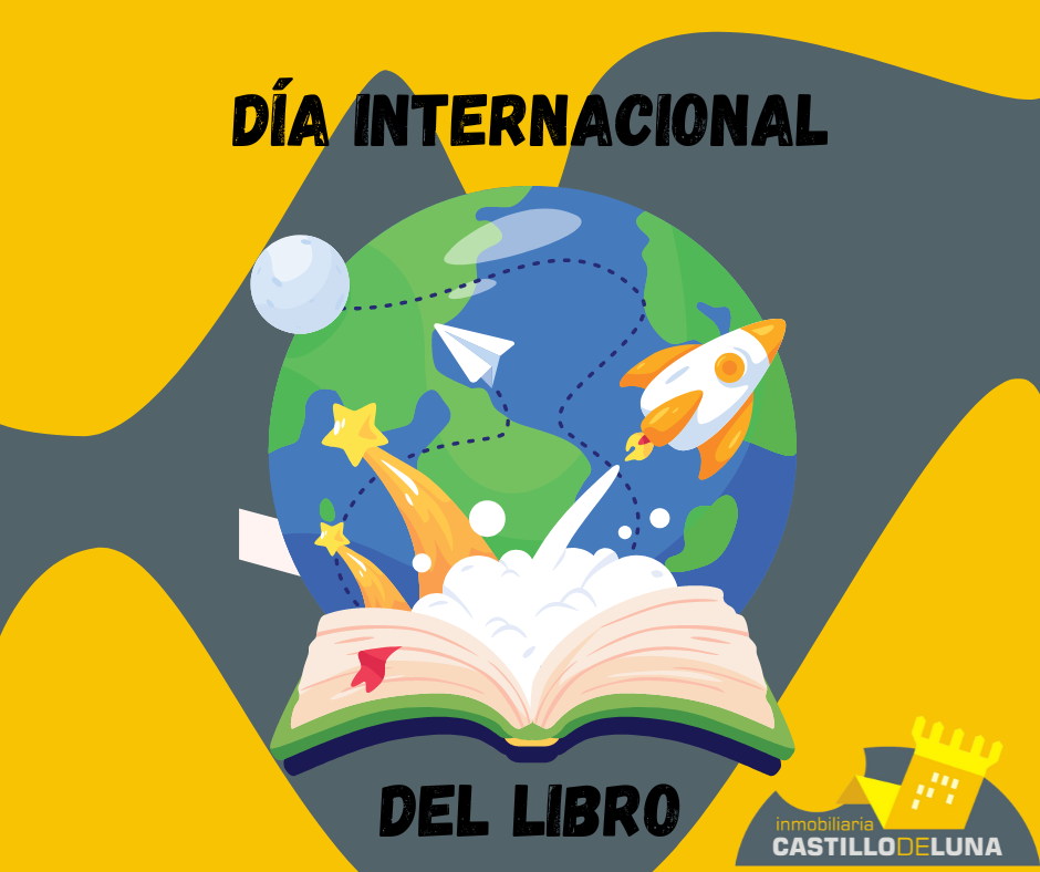 libro abierto saliendo cosas de dentro y una bola del mundo